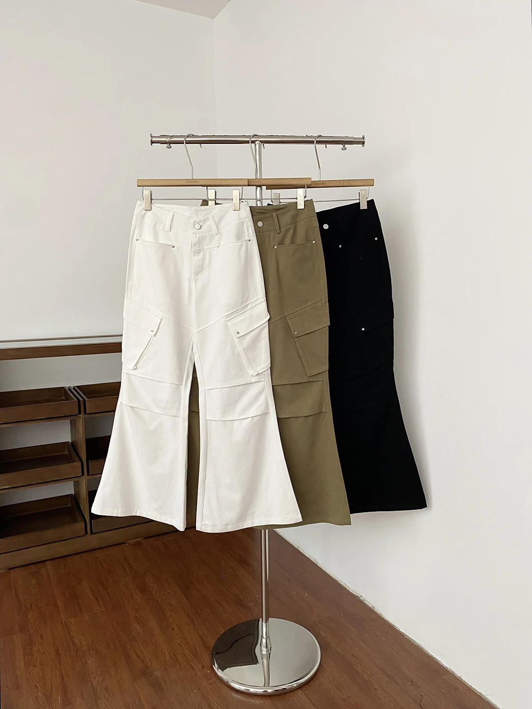 American Retro High Waist Multi Pocket Workwear Casual Pants Women's Spring New Style Slimming Design Knife  Pants
