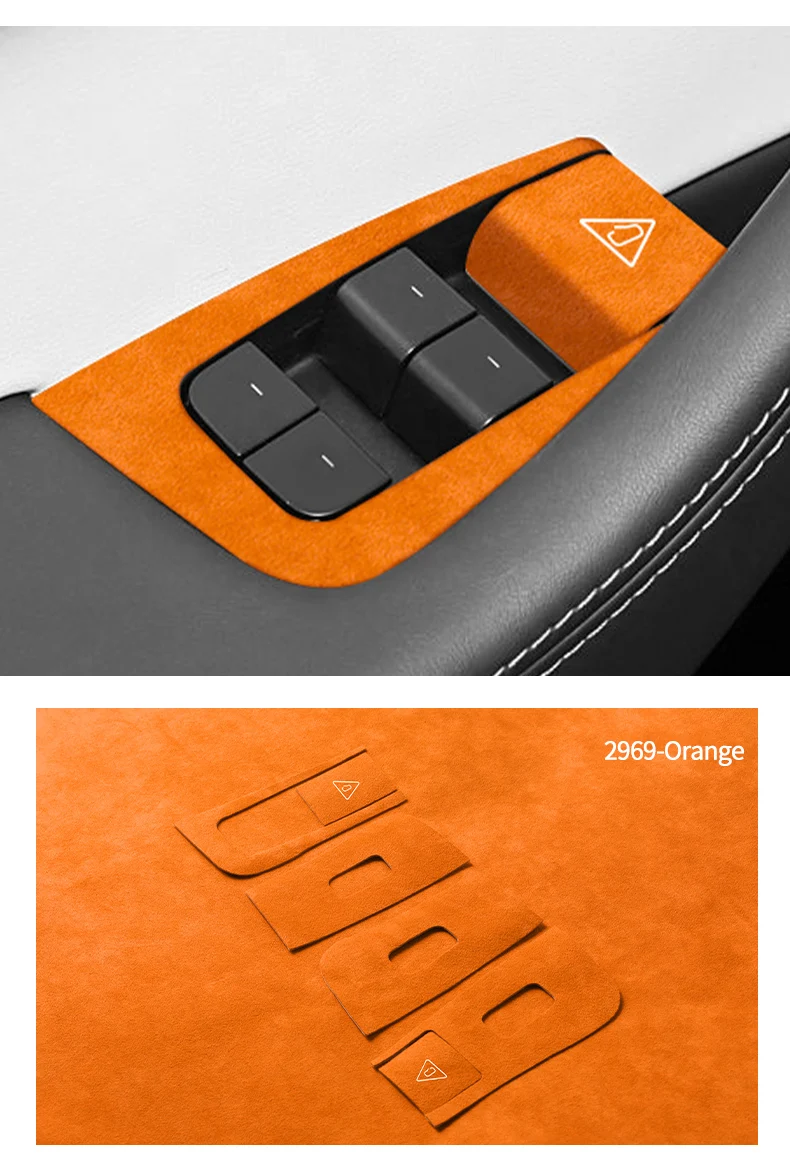 Aus Alcantara für Tesla Model Y Juniper (2025-) Fensterschalter-Panel-Abdeckung Zierleiste Aufkleber Auto-Innenraum-Tuning-Zubehör – Detail 11