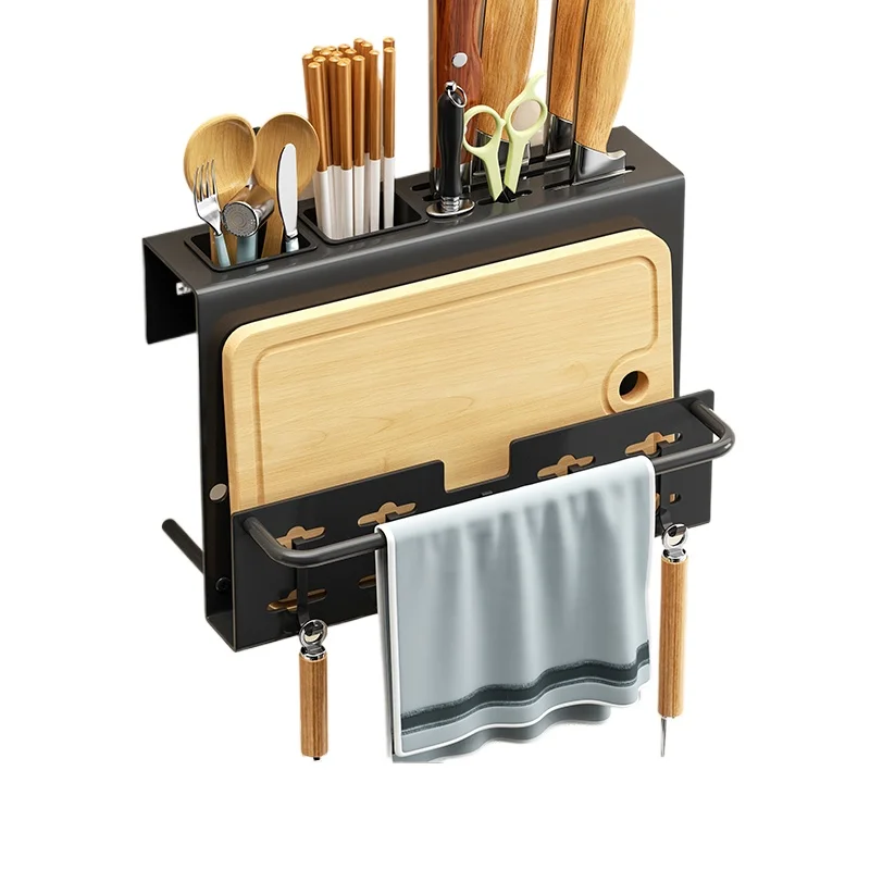

Kitchen rack, chopstick cartridge, kitchen knife, wall-mounted non-punching integrated tool storage rack