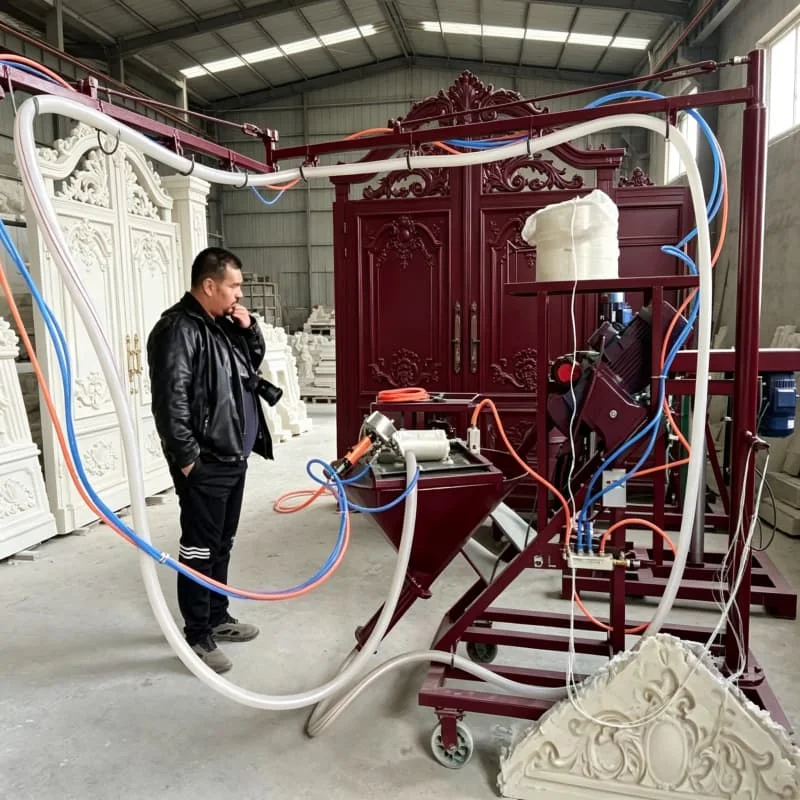 Twin Tube Independent Fiber Chopping System Glass Reinforced Cement Sprayer Customized For GRC Column Capital Balustrade Casting