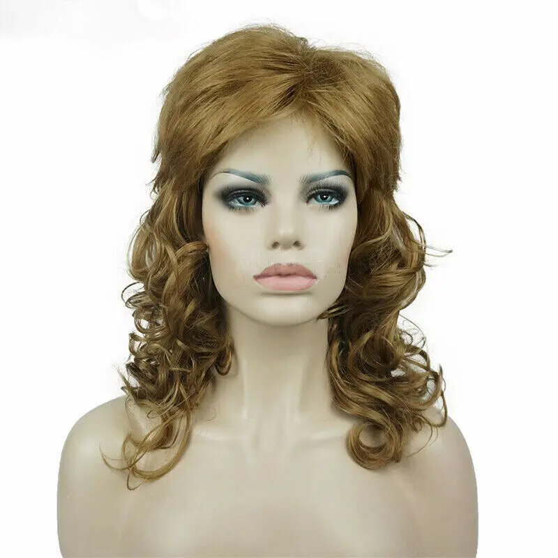 Womens Medium Long Curly Wig Blonde Ladies Wavy Hair Wigs Cosplay Natural