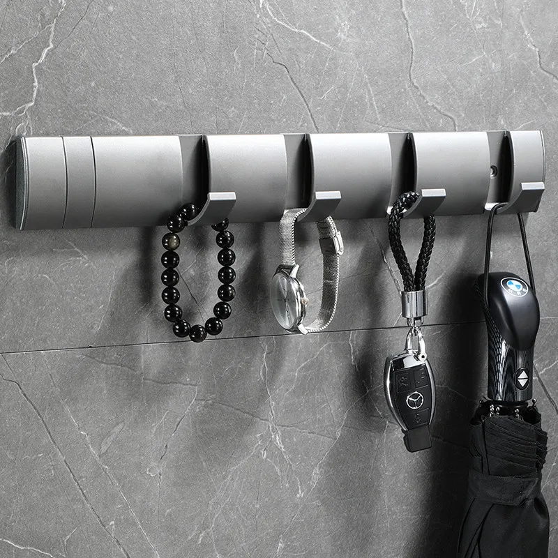 Bathroom Robe Clothes Hooks Aluminum Nail Punched Wall Mounted Invisible Key Hanger Rack/Holder/Shelf Bath Hardware Accessories