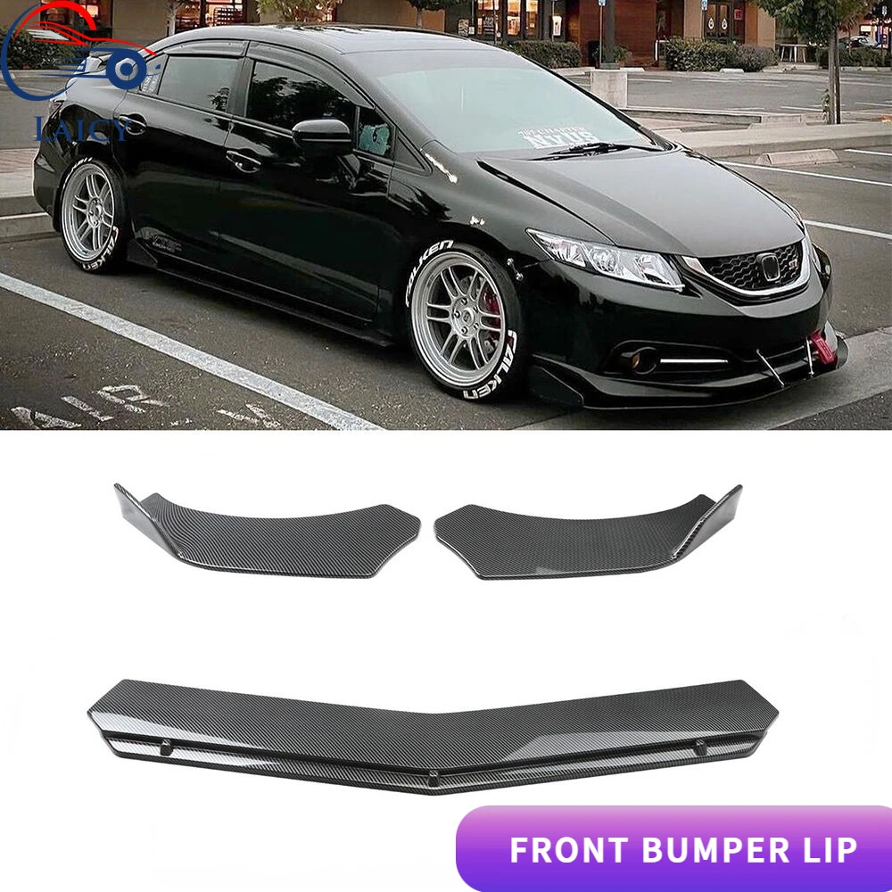 LAICY For Honda Civic 2012-2020 Car Front Bumper Lip Splitter Body Kit Chin Spoiler Anti Scratch Diffuser Lip Trim Air Dam Cover