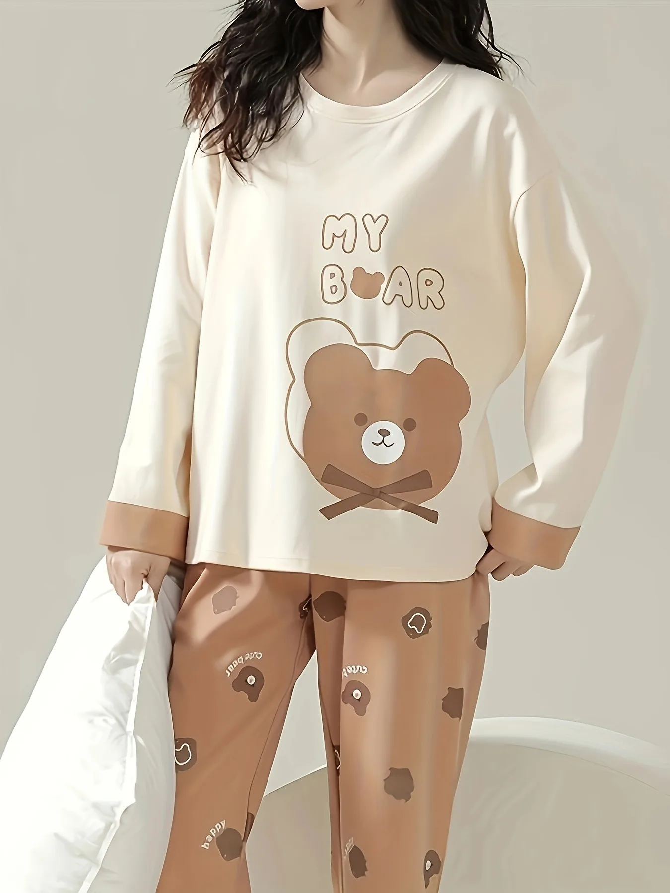 

Новый женский пижамный комплект на осень и зиму — одежда с длинными рукавами, милый мультфильм, верхняя одежда для дома