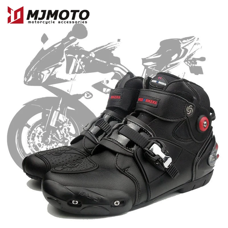 New Motorcycle Racing Shoes Black Motocross Boots Bicycle Cycling Shoes Anti-collision Protection Anti-skid Rubber Non-slip Sole