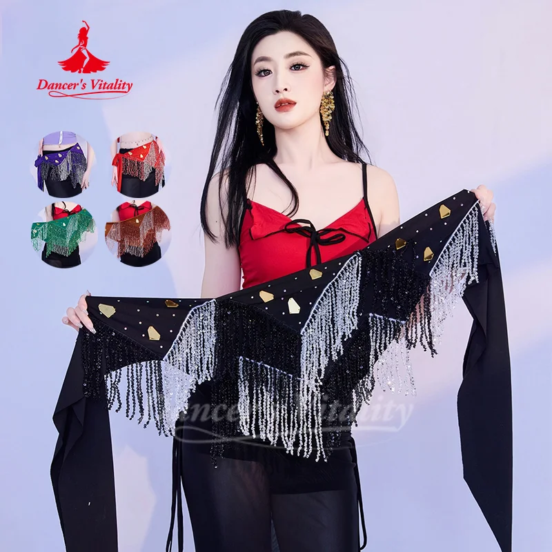 belly-dance-performance-belt-for-adult-tassel-triangle-hip-scarf-for-women's-oriental-dancing-professional-practice-waist-scarf