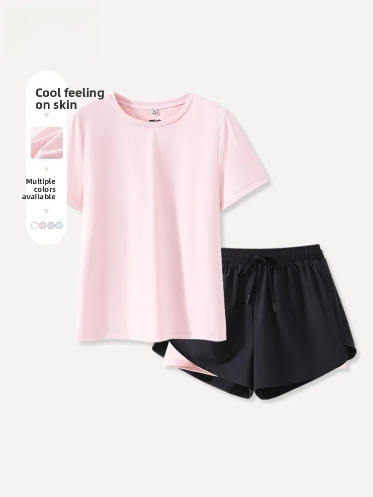 

MJsle Women's Summer Sportswear Set Qui Dry ort Sve Fitn Running Training Two Piece Suit Breathable Moisture ng