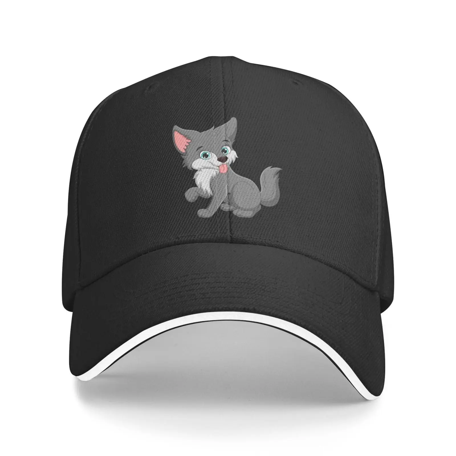 Cute Wolf Baseball Cap Women Men Hats Adjustable Truckers Sun Hat Golf Caps Black