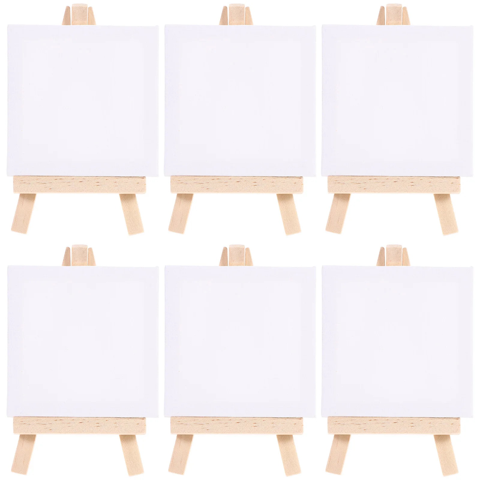 6Sets Mini Canvas Easel Set White Blank Art Boards Wooden Oil Paint Easy Color Impervious True Colors Mini Canvas Easel Set - Image 6