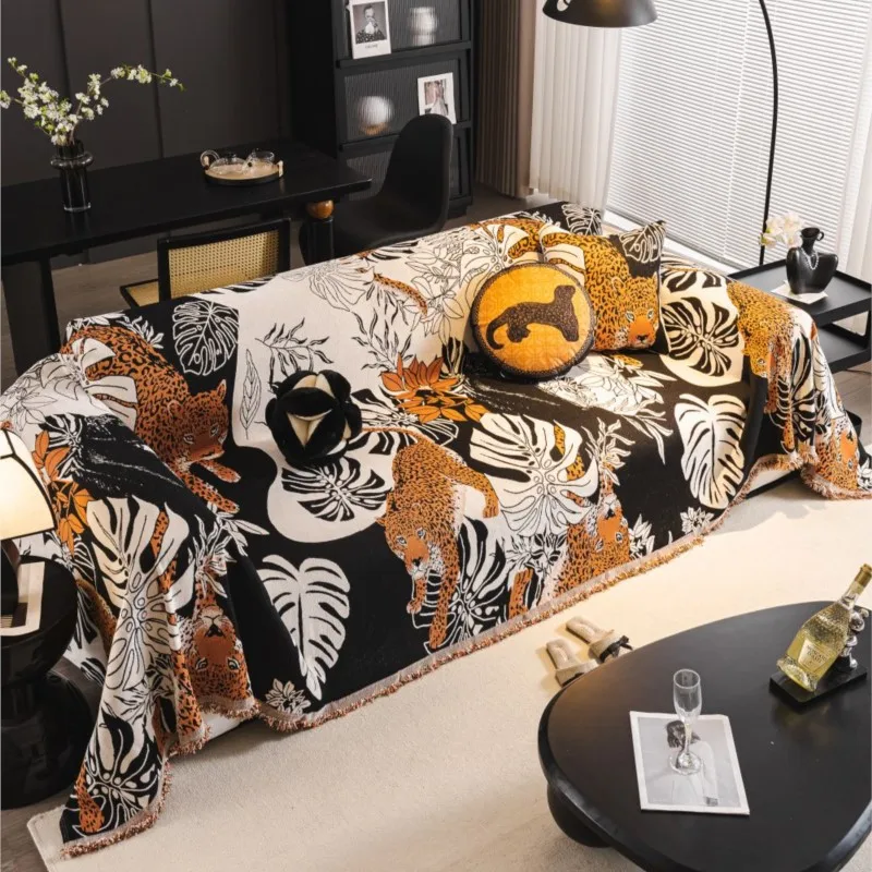 Funda Sofa Home Chenille Leopard Print Sofa Mat Throw Blankets housses de canapé 2024 All-season Camping Picnic Cover Sofa Cover