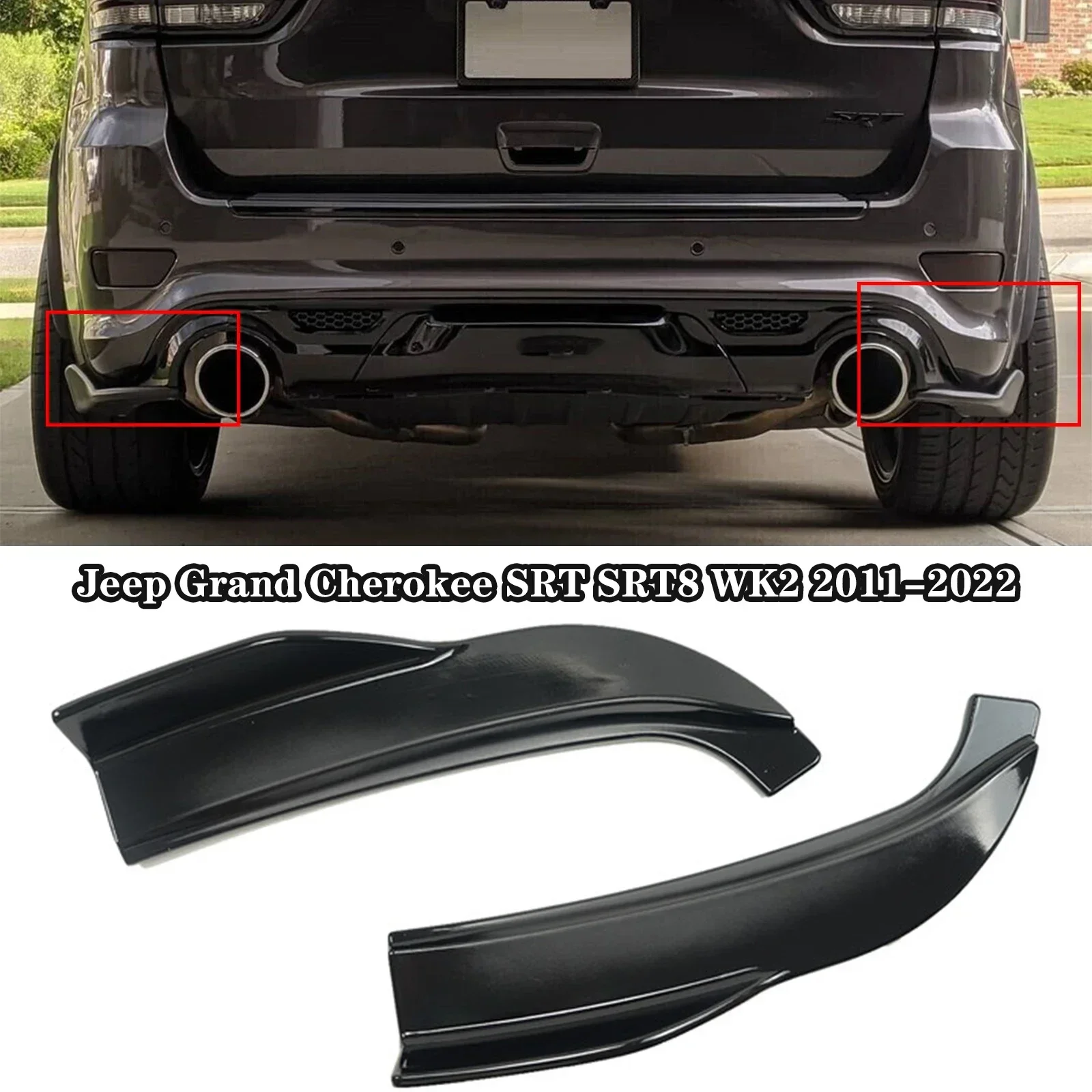 New！ A pair Rear Bumper Side Corner For Jeep Grand Cherokee SRT SRT8 WK2 2011-2022 Splitters Aprons Diffuser Spoiler lip Glossy