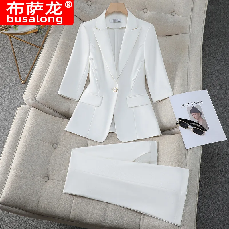 Business Suit Women's Summer New Work Clothes Fashion Dignified Goddess Fan High-End Business Mid-Sleeve Suit Tooling