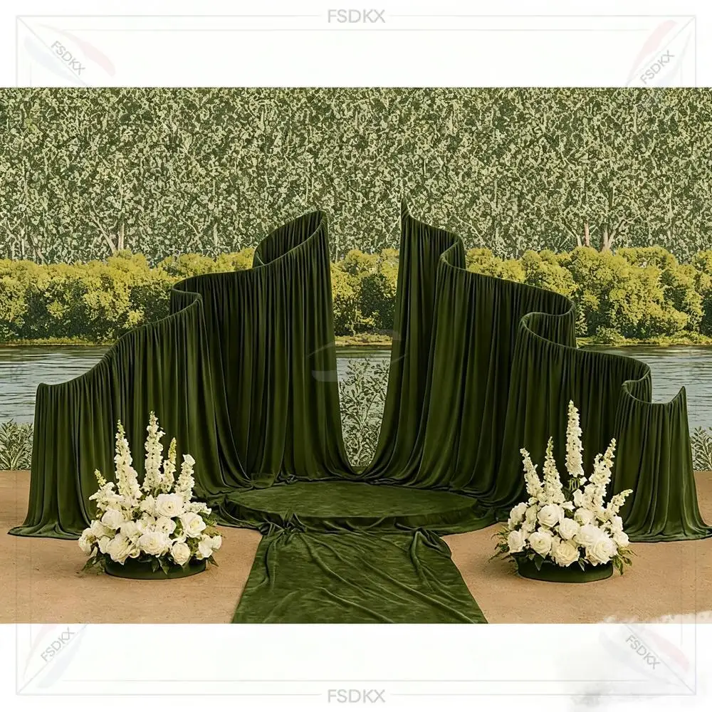 

Factory Popular Open Arch Backdrop Stainless Steel And Fabric Arch Background Wedding Stage Backdrop Stand Decoration