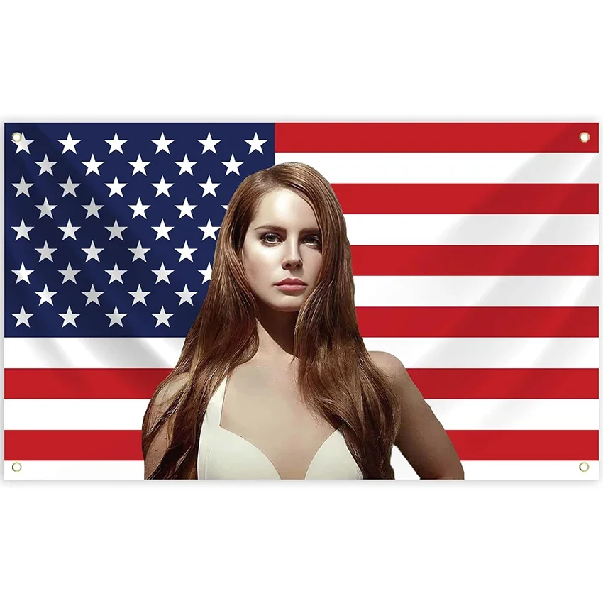 Lana Del Rey Flag American Banner Funny Tapestry 3x5 FT With Four Grommets For College Dorm Room Guys Man Cave Bedroom