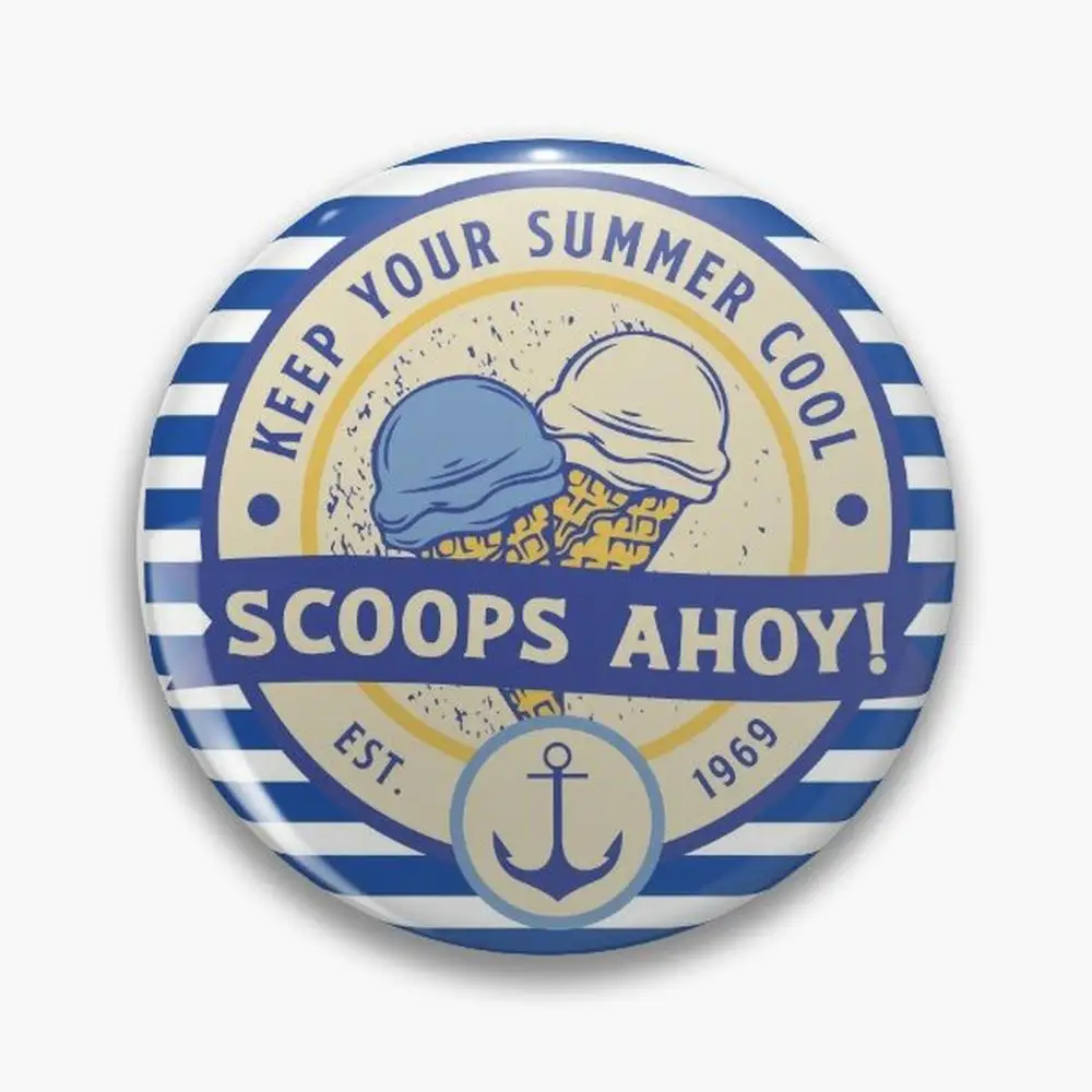 Scoops ahoy- striped  Pin Buttons Brooches  Jewelry Accessory Customize Brooch Fashion Lapel Badges