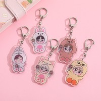 Cute Cartoon Kpop KeyChain Stray Kids Pendant Keyring Bag Acrylic Car Chain Lovely Mobile Phone Accessories Pendant Gifts