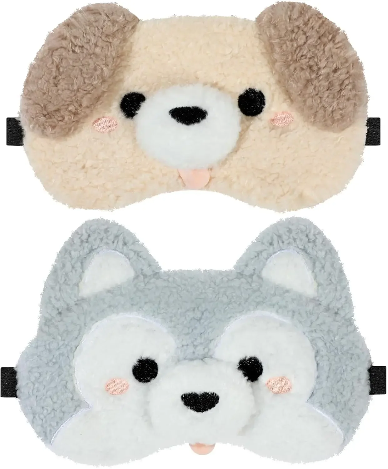 

Cute Plush Dog Eye Mask Set, Soft Adjustable Strap for Sleeping, Fun Cartoon Animal Blindfold for Travel Nap and Night Use