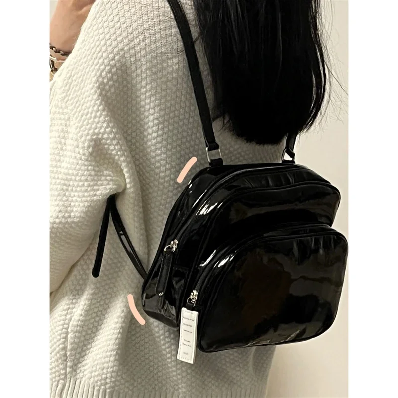 

Cute Women's Backpack Fashionable Student Bookbag Soft PU Leather Korean Sle Small Size Waterproof Casual Leisure