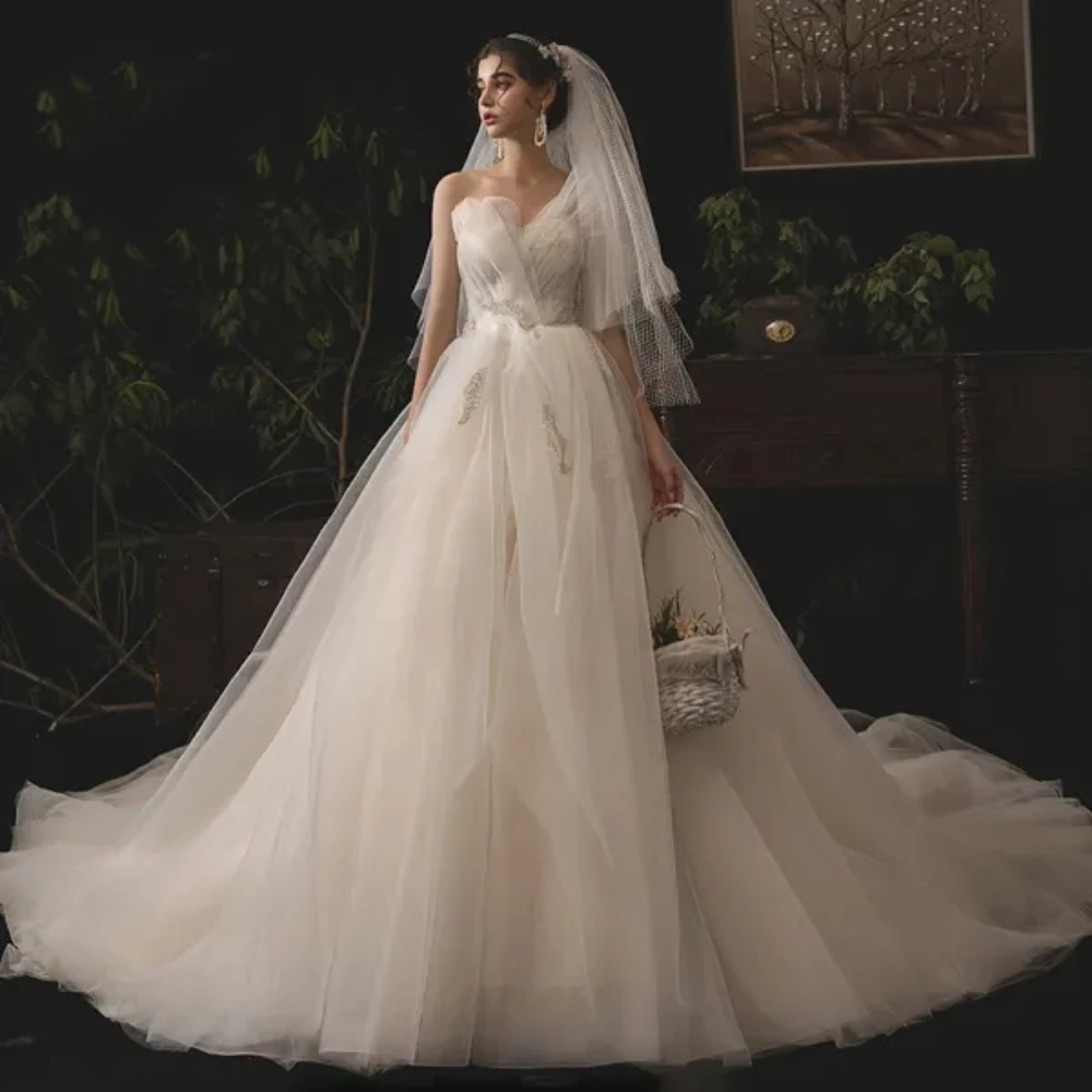 Customized Elegant A-Line White Chiffon 3D Crystal Decal Princess Wedding Dress Sexy Backless Beach Bridal Gown Vestido De Novia