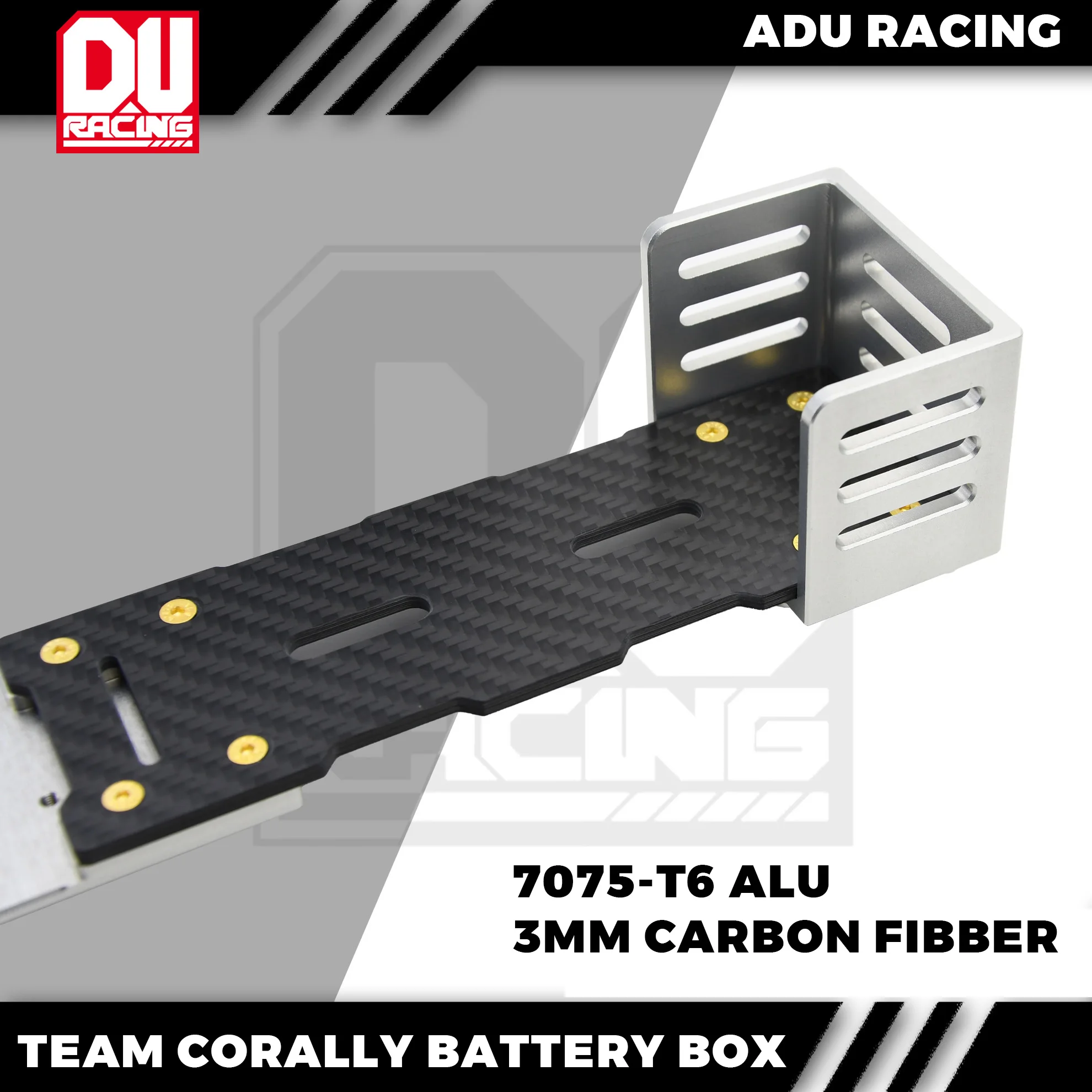 КОРОБКА АККУМУЛЯТОРА ADU RACING И ПЛАСТИНА ESC V2.0 7075-T6 ALU для автомобилей TEAM CORALLY ALL RTR