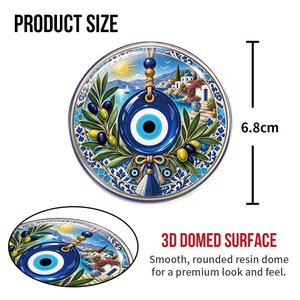 Evil Eye Nazar Lucky Charm 3D Resin Domed Sticker Waterproof Self Adhesive Decal for Car Window Laptop Water Bottle Good Luck