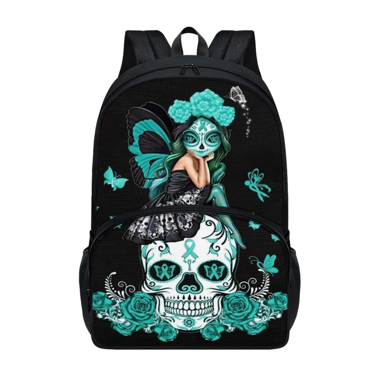 

FORUDESIGNS Gothic Skull Girl Design Back Pack Lightweight Double Zipper Schoolbags College Student Practical Multiple Pockets