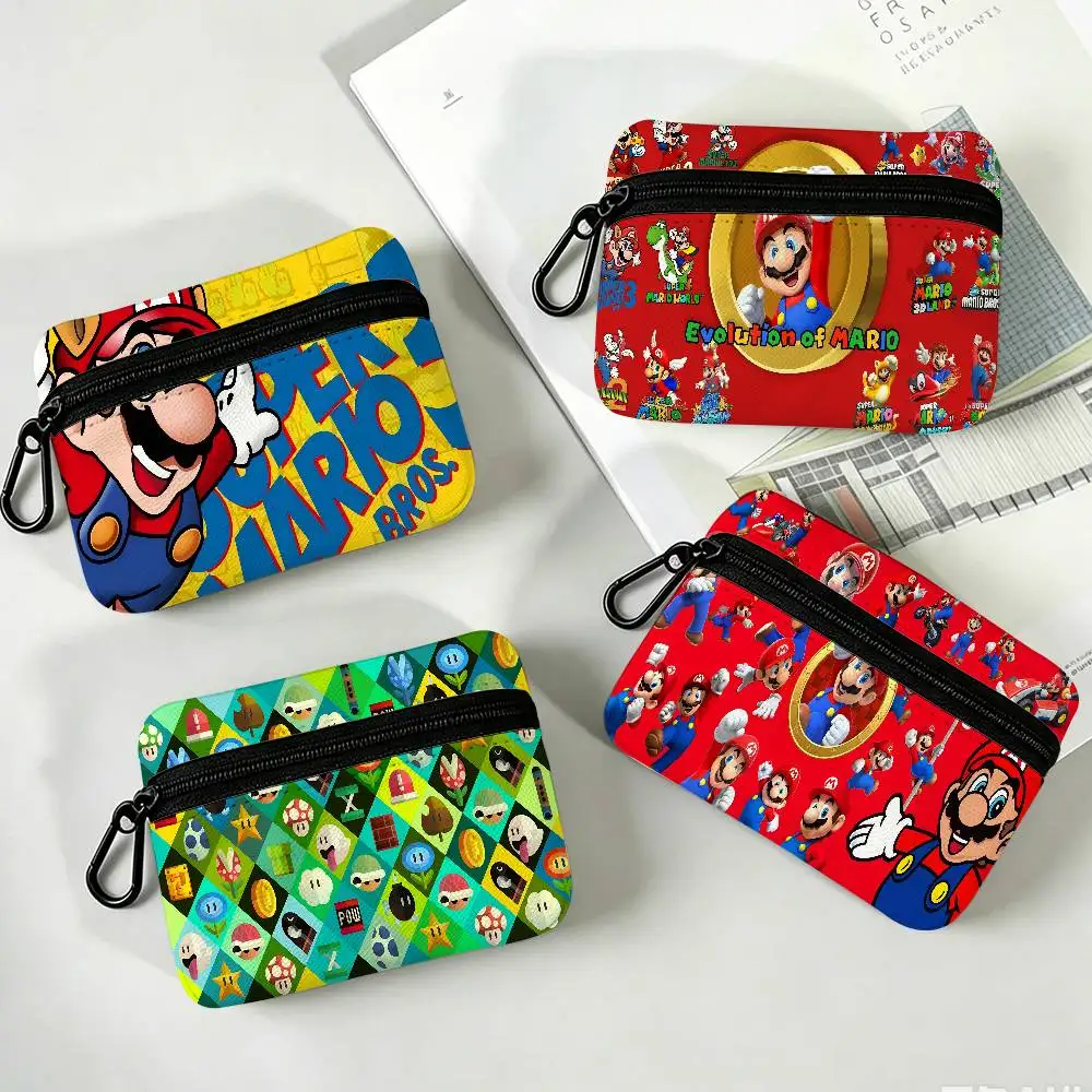 Super Mario Bros Game Waterproof Oxford Cloth Zipper Wallet Portable Hanging Small Coin Purse For Travel