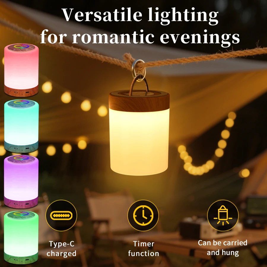 

Кемпинговый фонарь, перезаряжаемый светодиодный ночник, RGB цветной сенсорный переключатель с регулируемой яркостью, портативный аварийный светильник, декор для спальни, настольная лампа