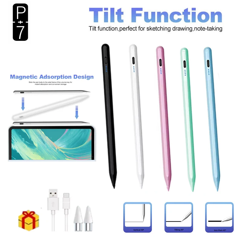 P+7 For iPad Pencil Apple Pen Stylus For Apple Pencil 2 1 For iPad Air 4 2021 Pro 11 12.9 2020 Air 3 10.5 2019 10.2 Mini 5 Touch image 6