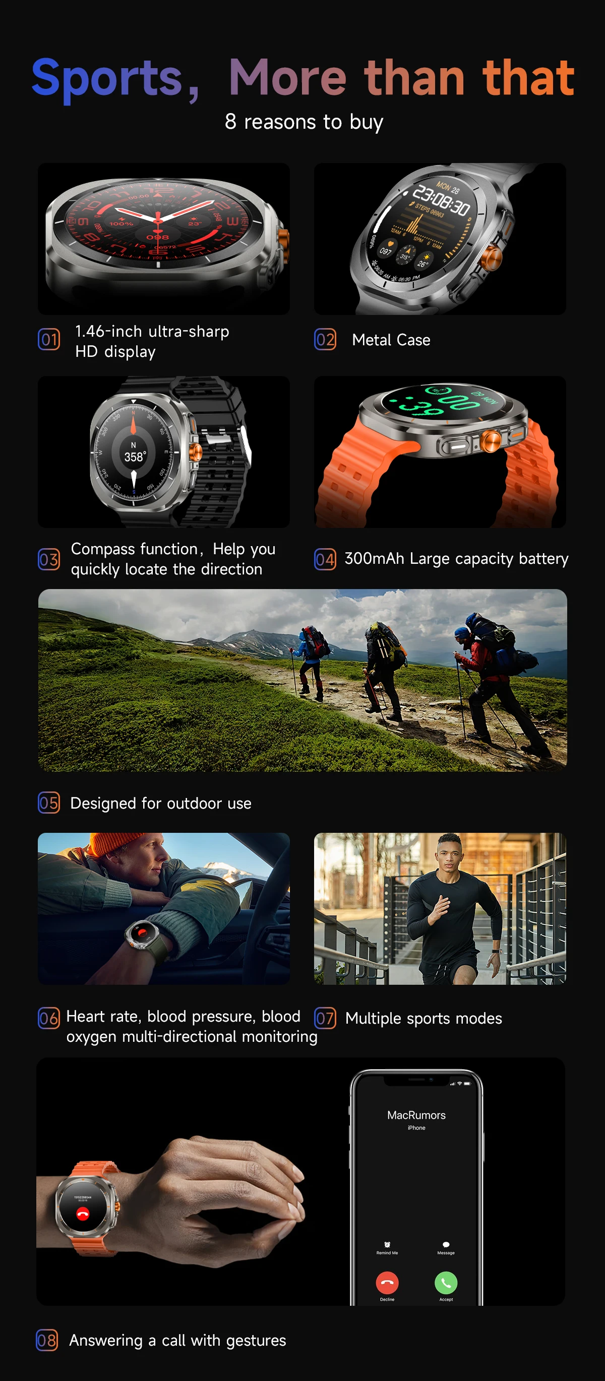 Z7 Ultra Smart Watch Men Women Watch 7 Ultra Amoled 415*415  BT Call Outdoor Sport Compass Watches ECG+PPG Waterproof SmartWatch