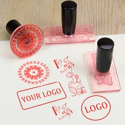 Customized Ink Seal Acrylic Transparent Library Stamp Company Financial Personal Inkpad Embosser for Wedding Greeting Card