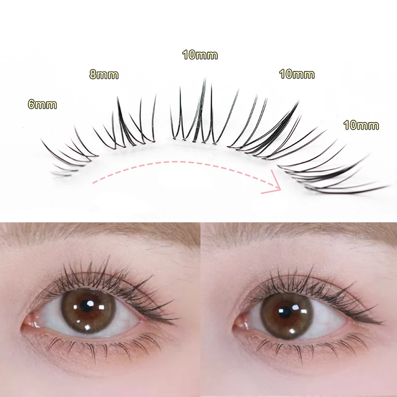 Reusable Glue-Free Lashes Sunflower Lashes with Long Outer Ends Natural Wispy Strip Eyelashes for Soft Puppy Deer Eye Look
