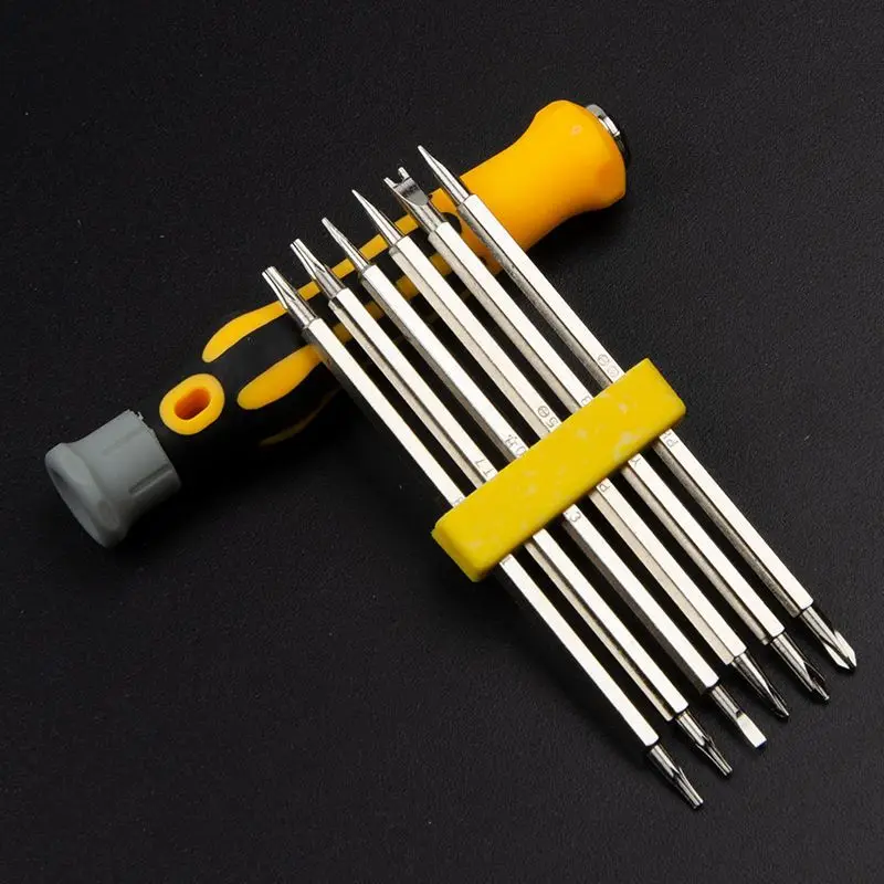12 In 1 Magnetic Screwdriver Set Cross Flat Shaped Screwdriver Head Multifunctional Precision Handheld Maintenance Tool