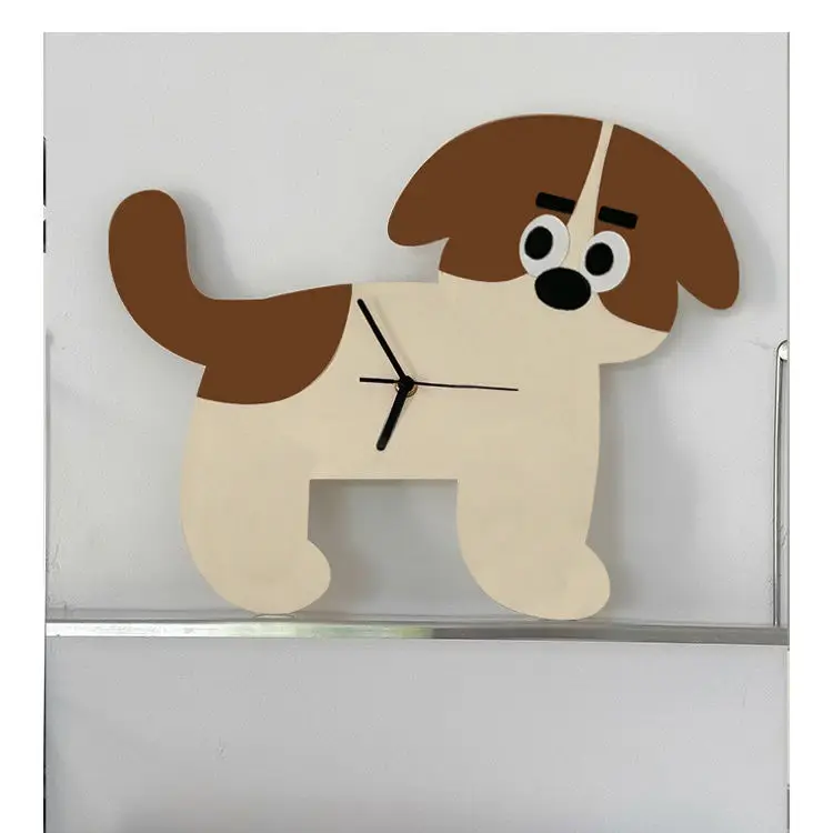 

Puppy cartoon clocks wall korean dogs birthday homw decoration personality cute children's punch free wall clock birthday gift