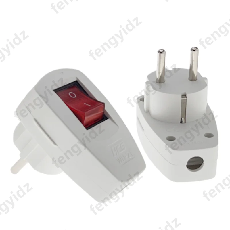 Alemanha schuko plugue de alimentação recarregável com interruptor de alimentação liga-desliga 250v 10a ue cee 7/7 adaptador padrão conector de receptáculo
