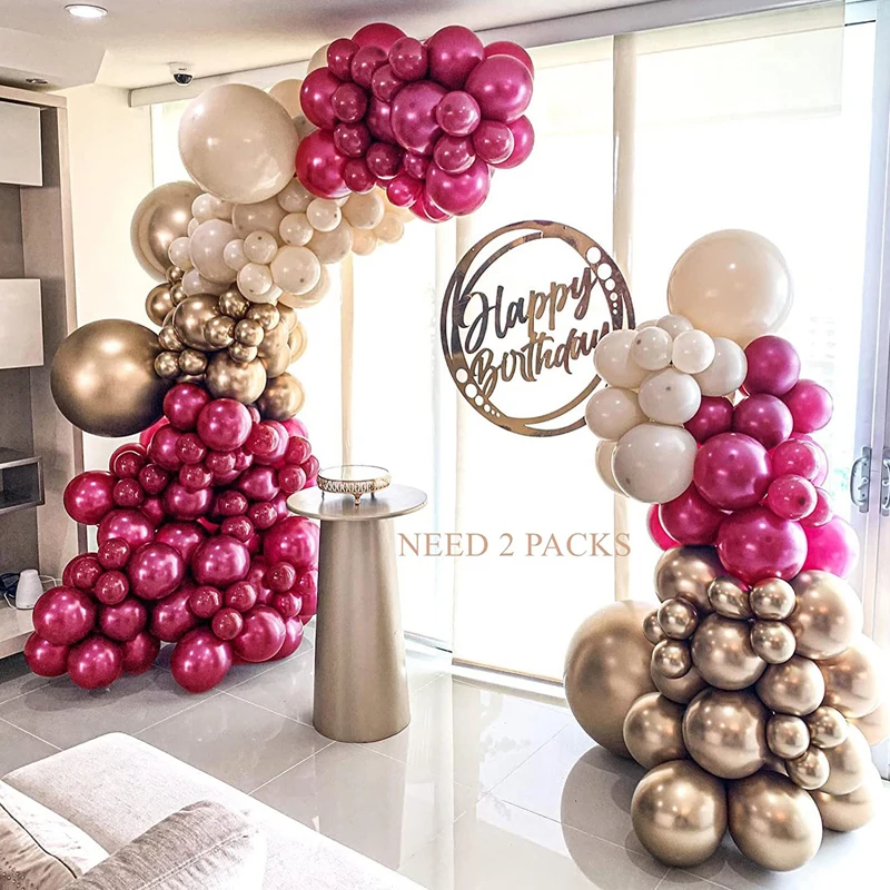 Red Gold Sand White Balloons Arch Garland Kit Metal Balloons DIY Balloon Arch Valentine's Day Balloons Wedding Birthday Party