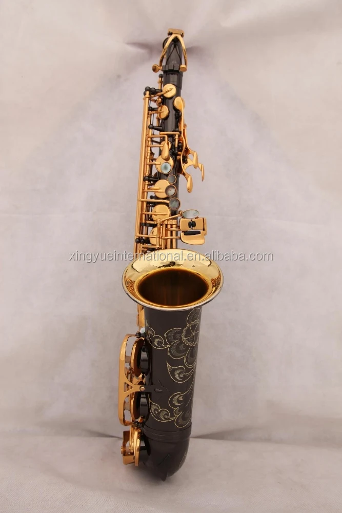 Black Nickel Alto Saxophone Yellow Brass Body Gold Lacquer Keys and Bell Bakelite Mouthpiece
