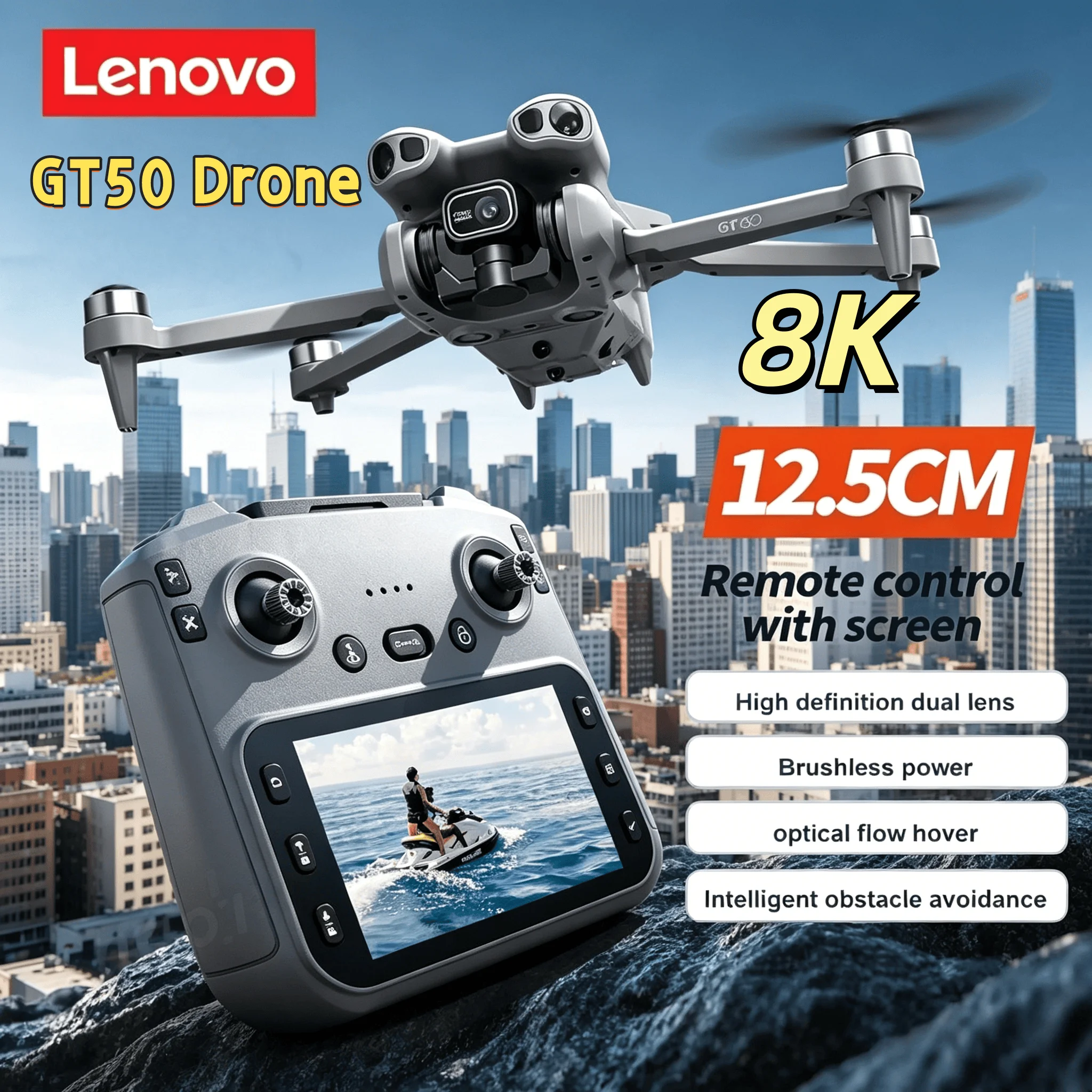 

Дрон Lenovo GT50 8K HD с двойной камерой, GPS, 5G Wi-Fi, FPV, для аэрофотосъемки, складной квадрокоптер, радиоуправляемый летательный аппарат, игрушка-БПЛА с функцией Follow Me