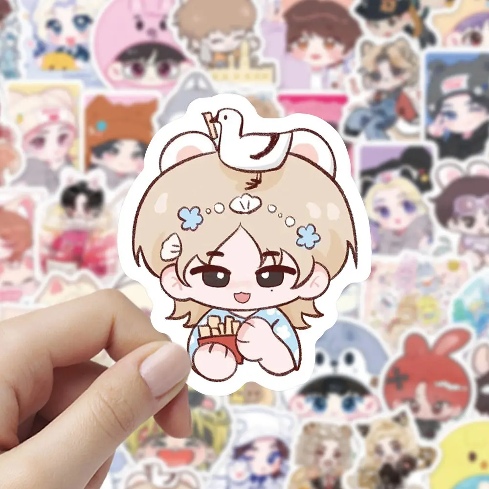 100 adesivi in plastica per animali skzoo versione Q, adesivi impermeabili con stelle come Fang Can, Huang Xuanchen e Xu Zhangbin