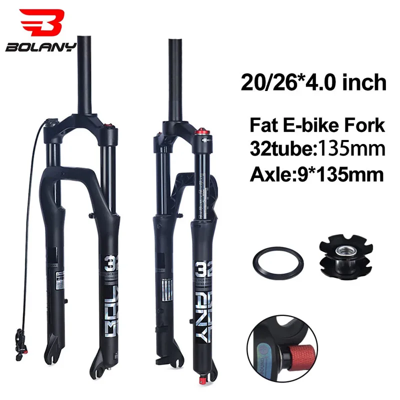 

BOLANY Snow Bike Air Suspension bike 26/20 inch fatbike rim 135mm Quick Release Bicycle fork For Fat 4.0"Tire E-bike