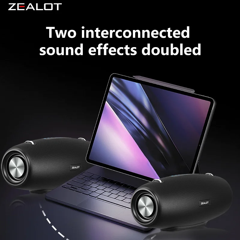 ZEALOT-S67 Wireless Speaker 60W, Comes With A Shoulder Strap, Portable For Outdoor, Waterproof, Loud Sound, Super Long Battery view 4
