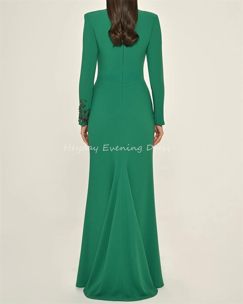 全盛期クレープマーメイド O ネックスパンコールレースシンプルなイブニングドレス女性のための 2025 長袖床の長さのサウジパーティードレス