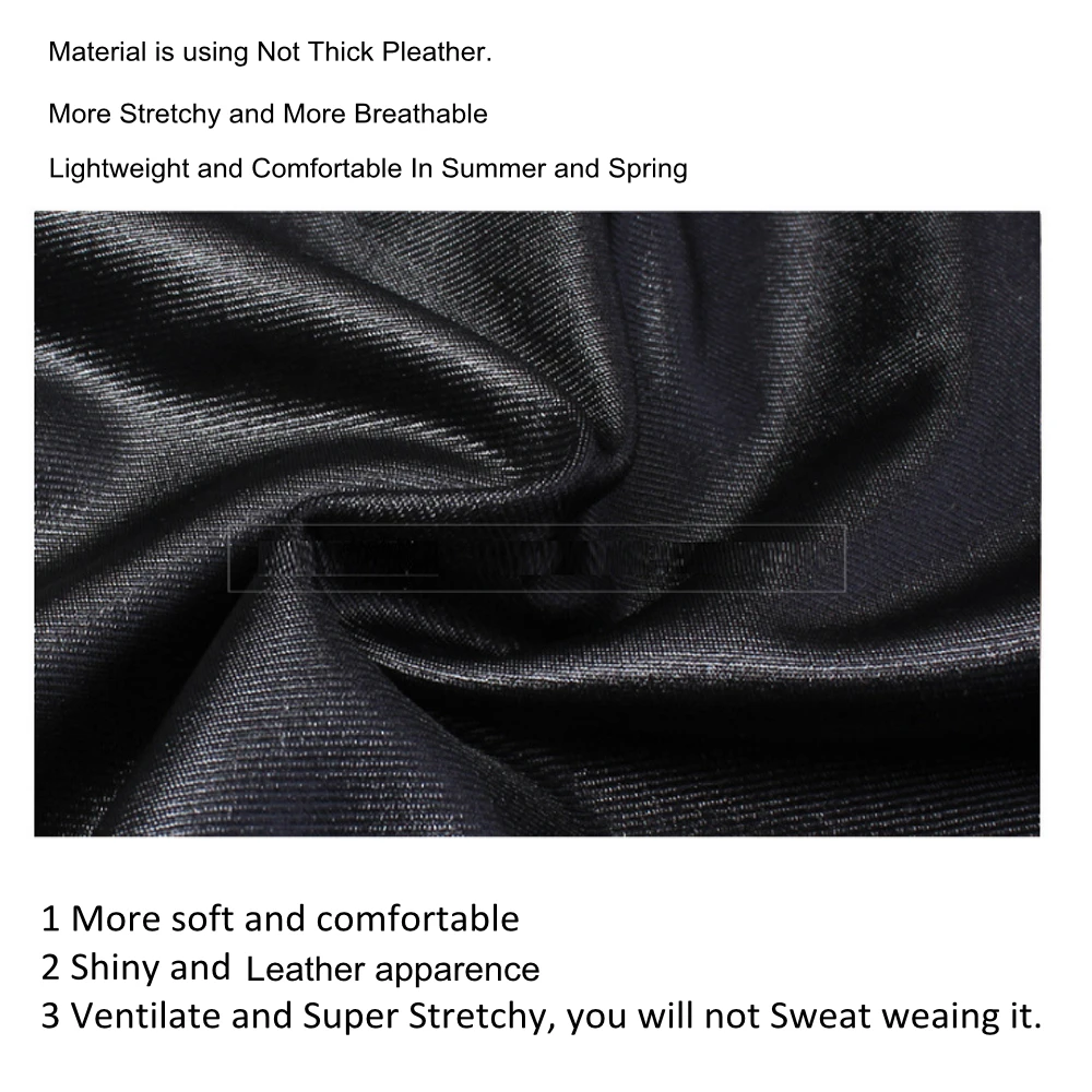 Plus Size Kunstleder-Leggings aus glänzendem Stoff, schwarze Mädchen-Spandex-Leggings aus Kunstleder, dehnbar, hohe Taille, Jegging, Vestir Elegante – Detail 8