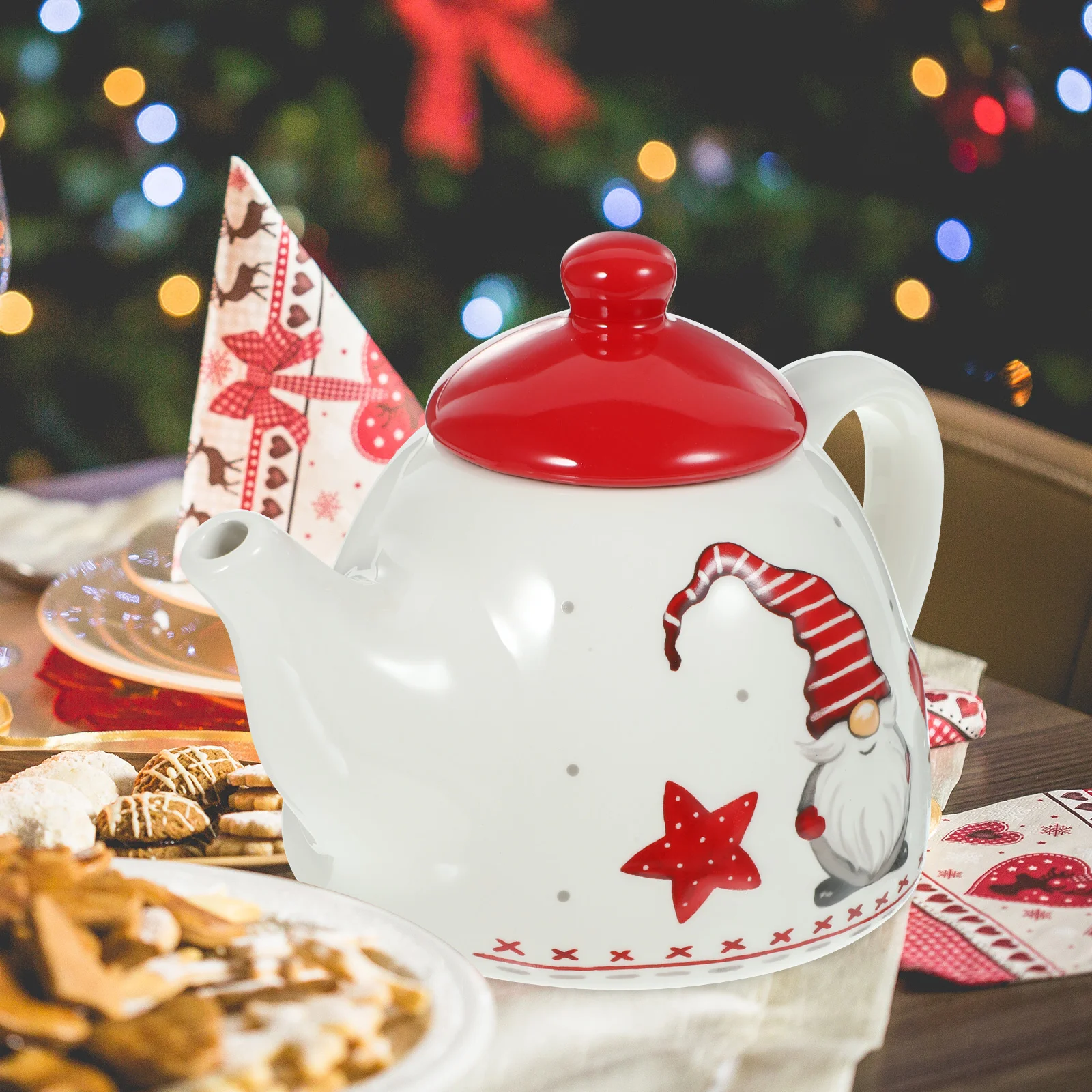 Santa Cutlery Christmas Water Kettle Teaware Ceramic Maker Decorate Multi-functional Teakettle Porcelain Home Teapot