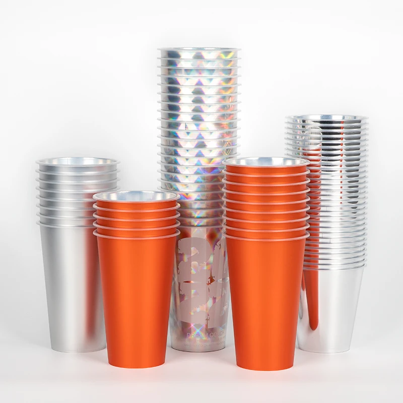 custom.LOKYO Fashionable Holographic pp Film Inner Pasted Disposable Boba Plastic Cup with