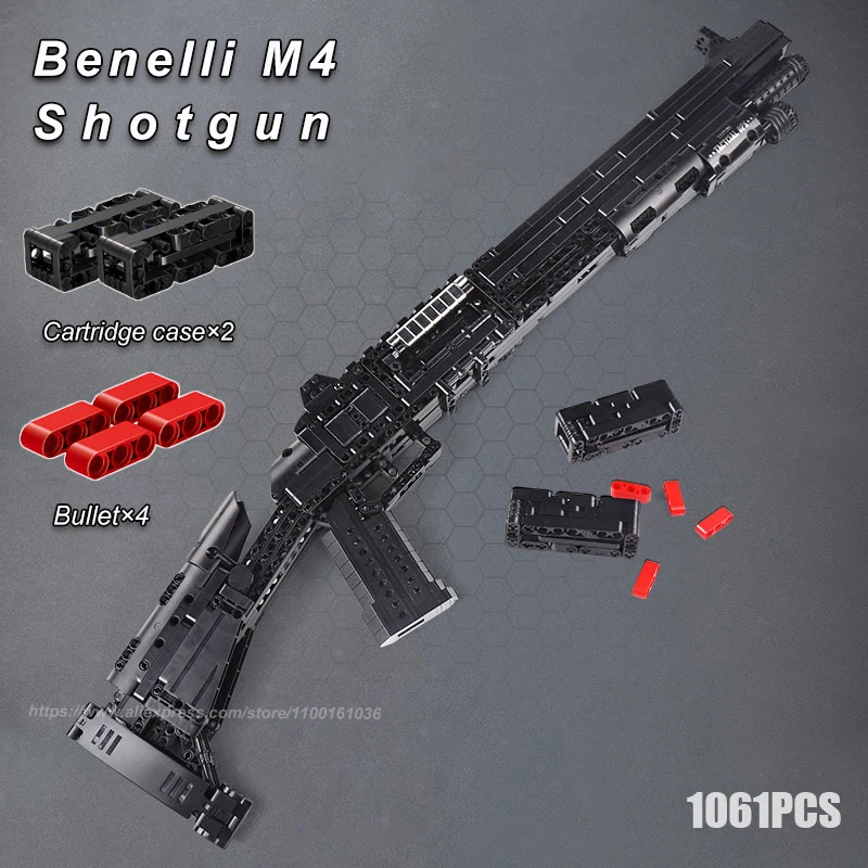 

Italy Benelli M4 Shotguns Army Weapons Technical Building Blocks Model Kit Kids Military SWAT Game Bricks Classic Firearms Toys