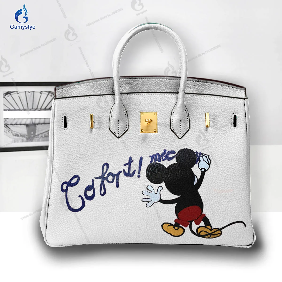 Personalizar bolso Art Hand Painted Cute little mouse Bags Women Clutch purses and handbags Designer Ladies purses Big Capacity