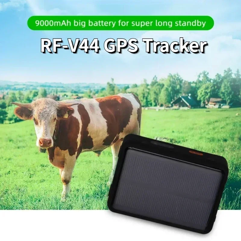 RF-V44 Solar GPS Tracker Power 4G Real-time GPS Tracker IP67 Waterproof 9000mAh Battery GPS Tracker For Camel Livestock Tracking