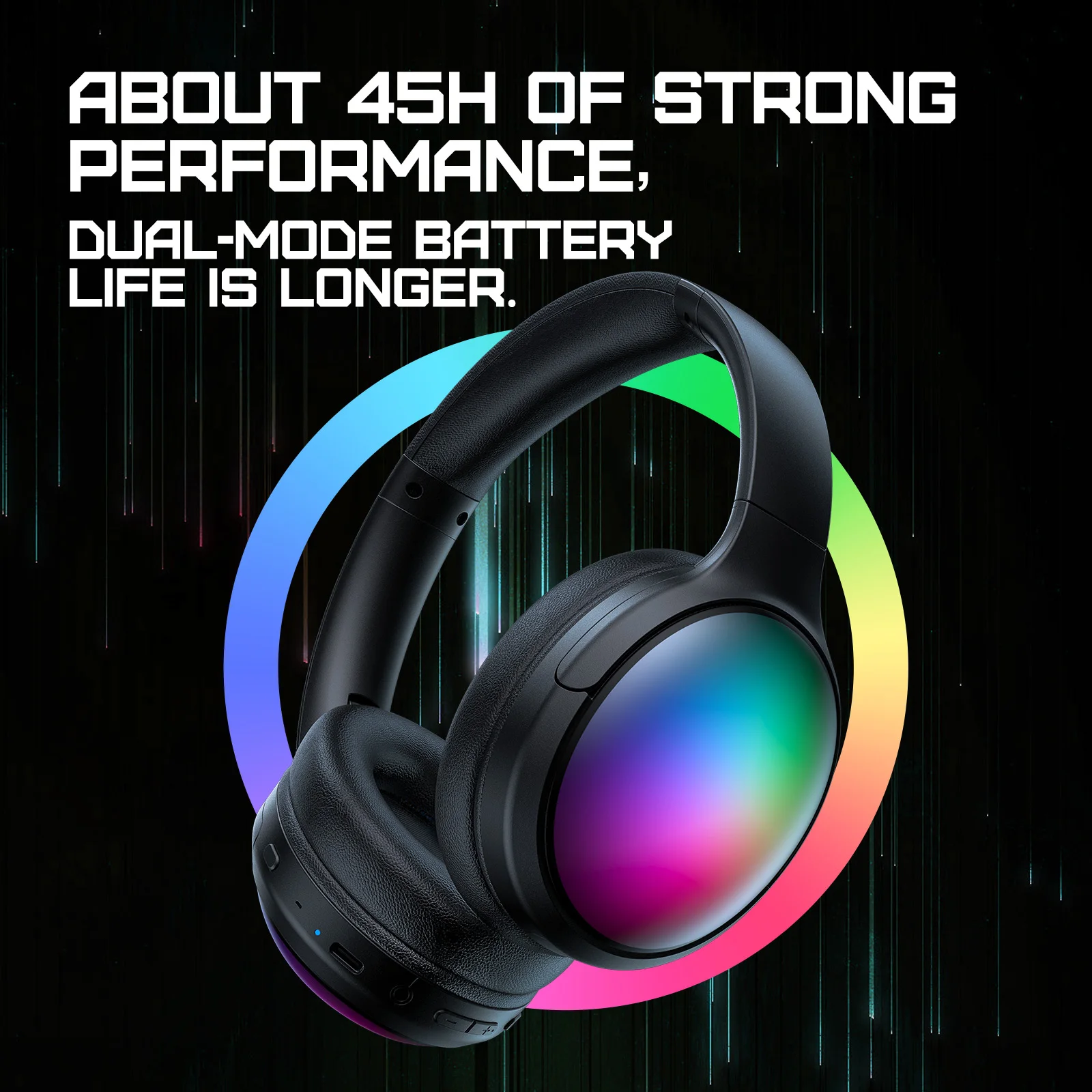 ONIKUMA B3 Wireless-compatible Over-Ear Headphones Foldable Wireless Earphone Headset with RGB LED Light for Gaming PC