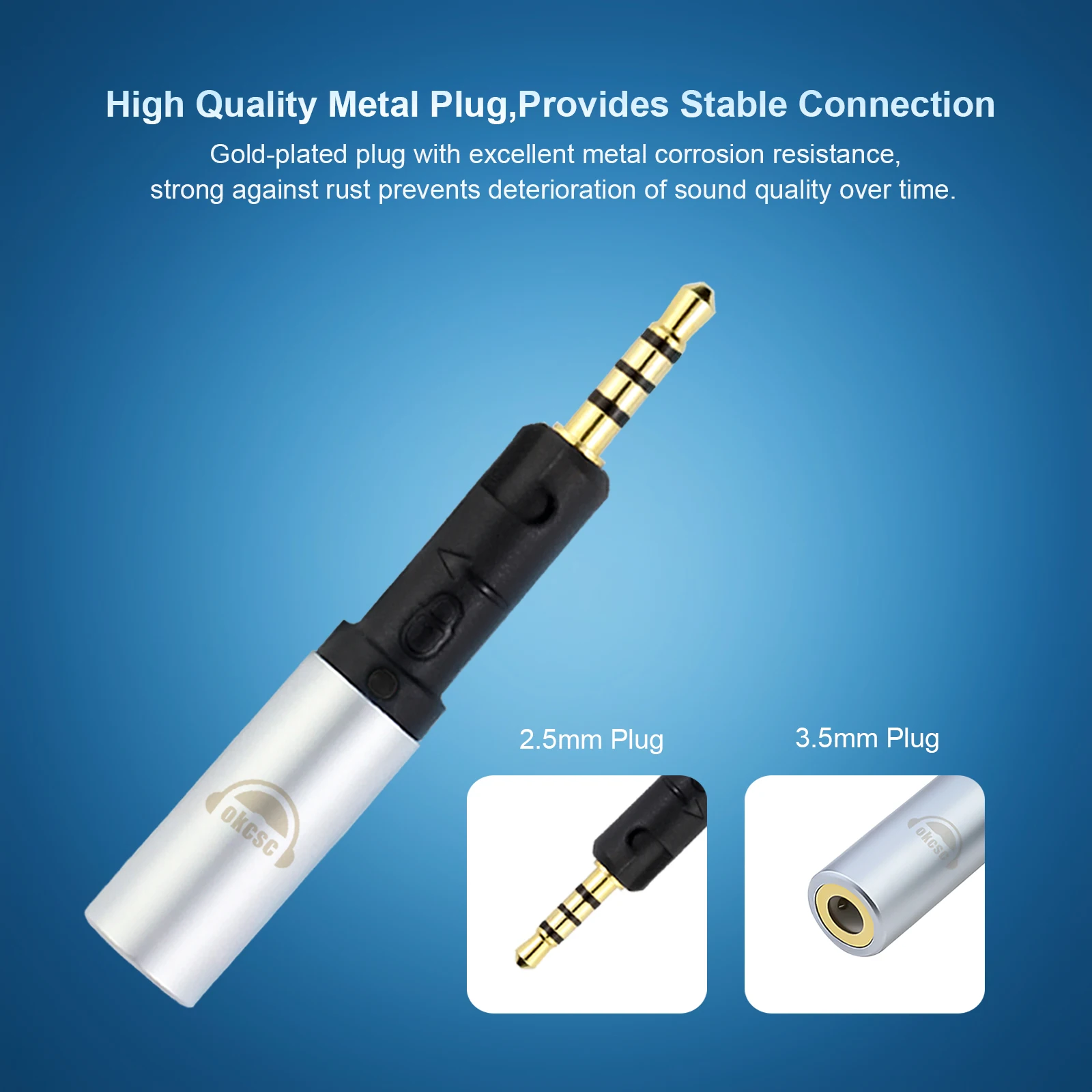 OKCSC 2.5 مللي متر الذكور إلى 3.5 مللي متر الإناث وصلات صوت موصل محول الصوت جاك 3.5 مللي متر سماعة رأس ستيريو ل سنهيسر HD598 ATH سلسلة